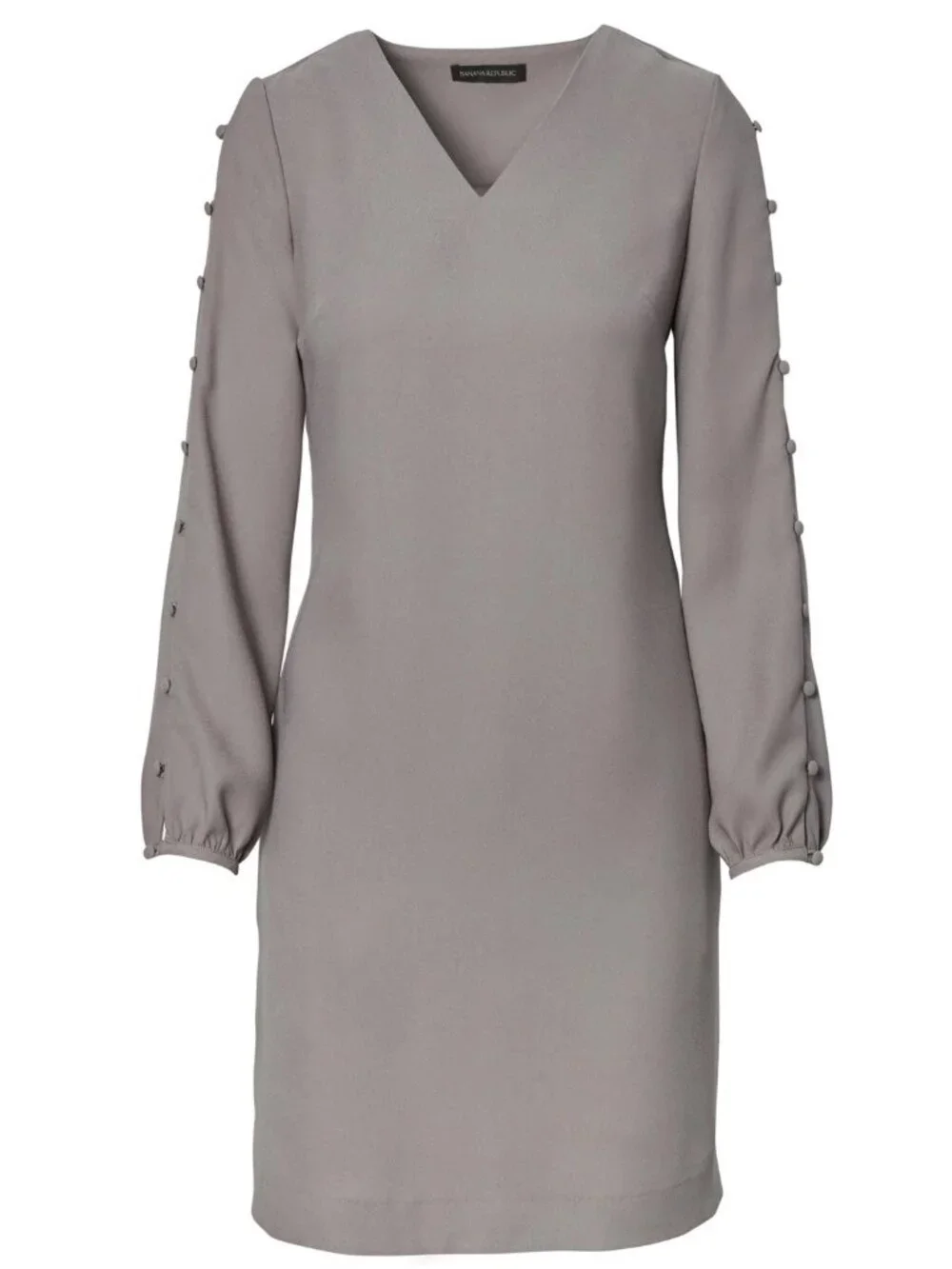 Banana Republic Button Long Sleeve Gray Shift Dress Size 8 - Picture 1 of 2